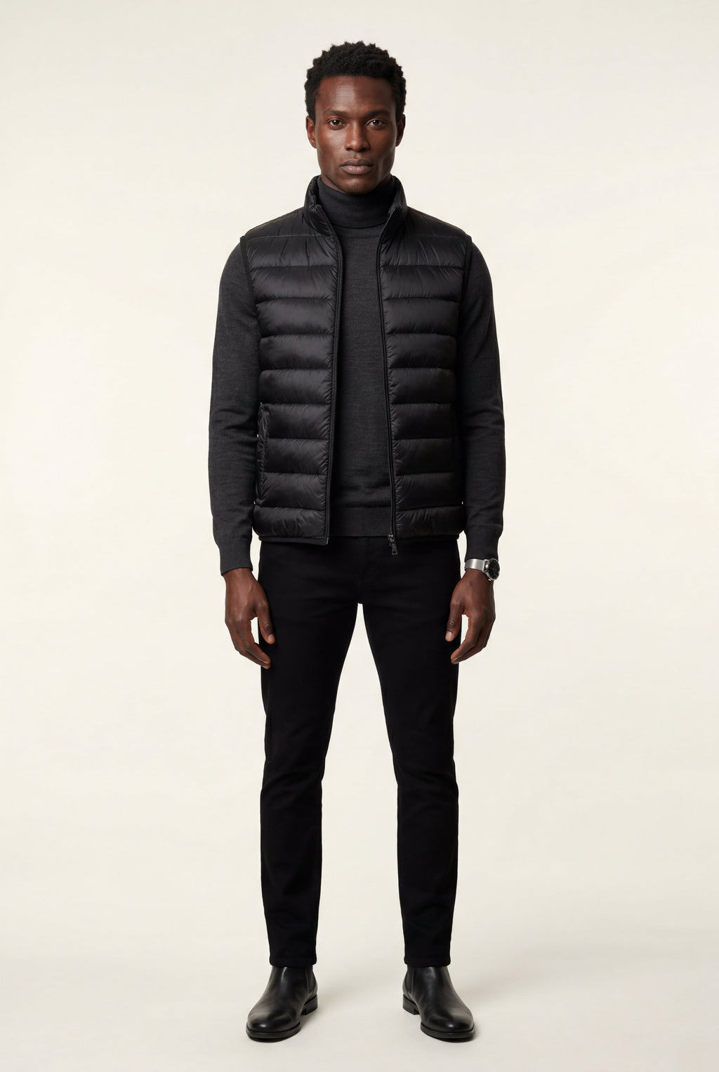 Stilfuld Høj Krave Polstret Vest - Slank Silhuet Design