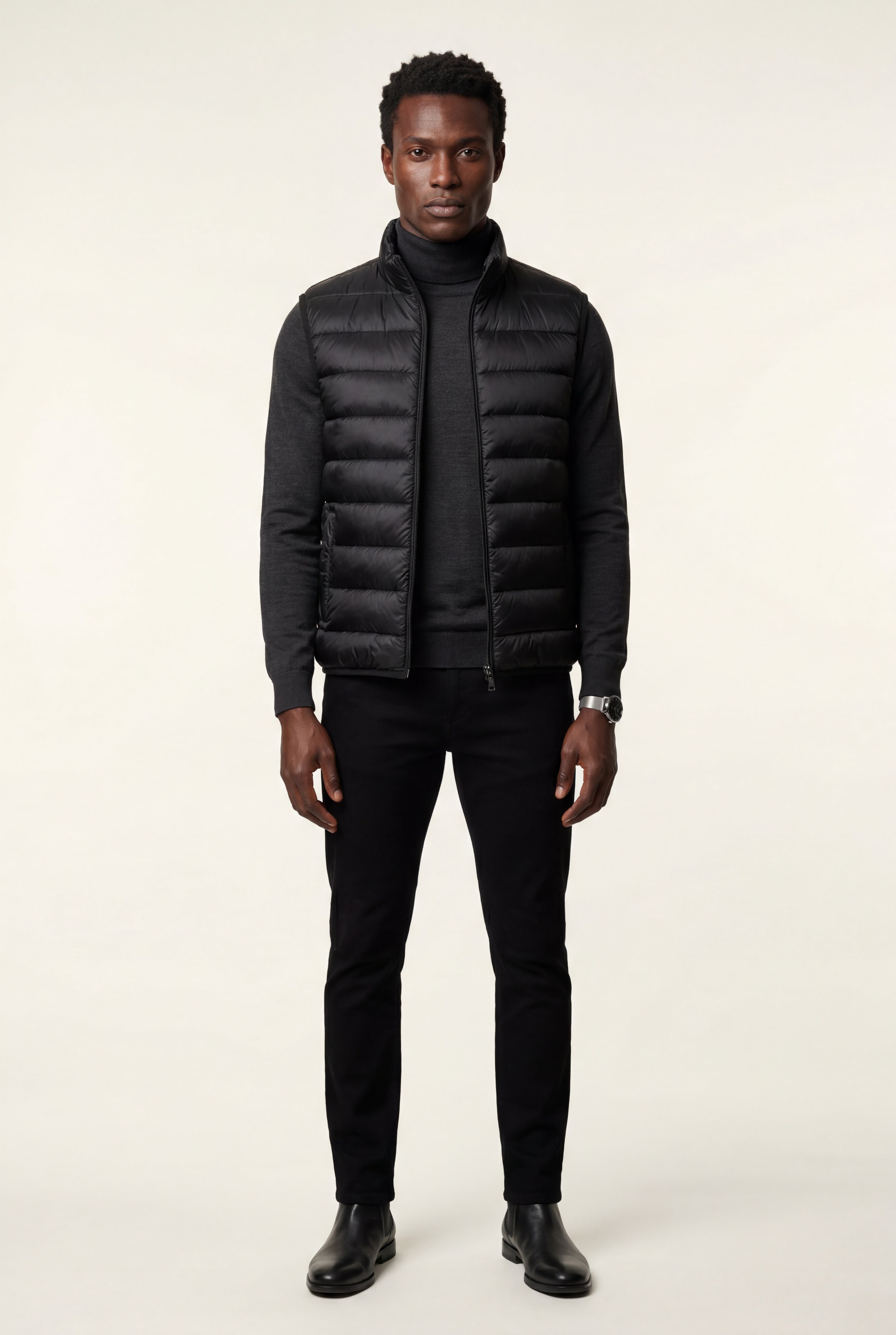 Stilfuld Høj Krave Polstret Vest - Slank Silhuet Design