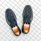 Herre Chunky Lug Sole Tjekket Patent Fringed Loafers