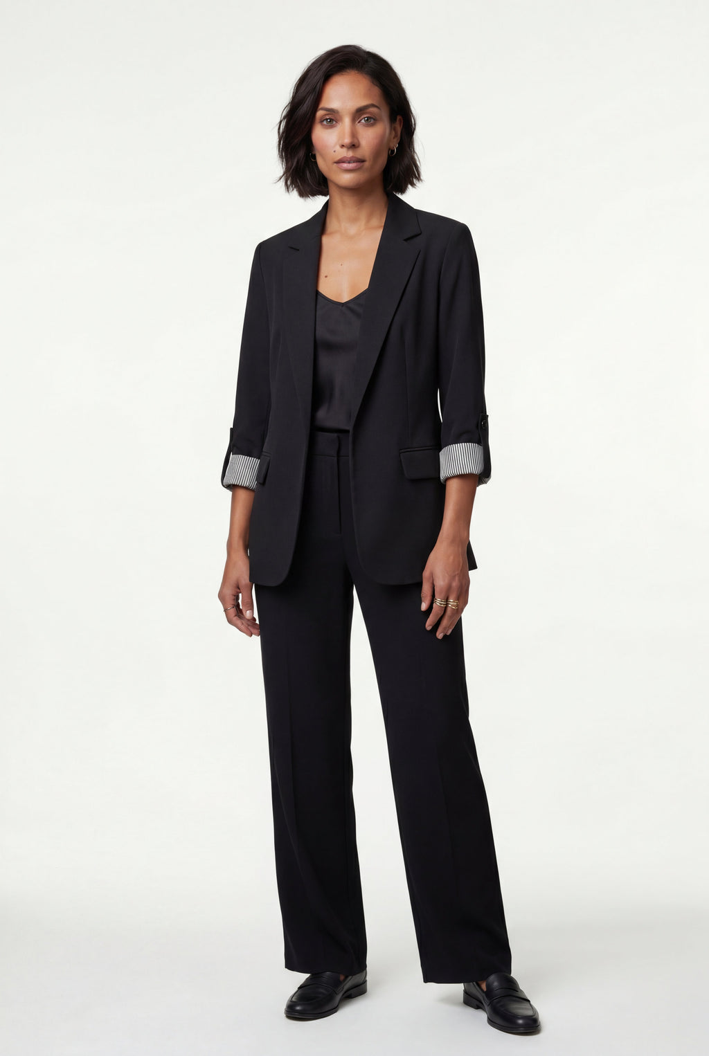 Casual Enkeltknappet Afslappet Blazer - Rulle-tab Ærme