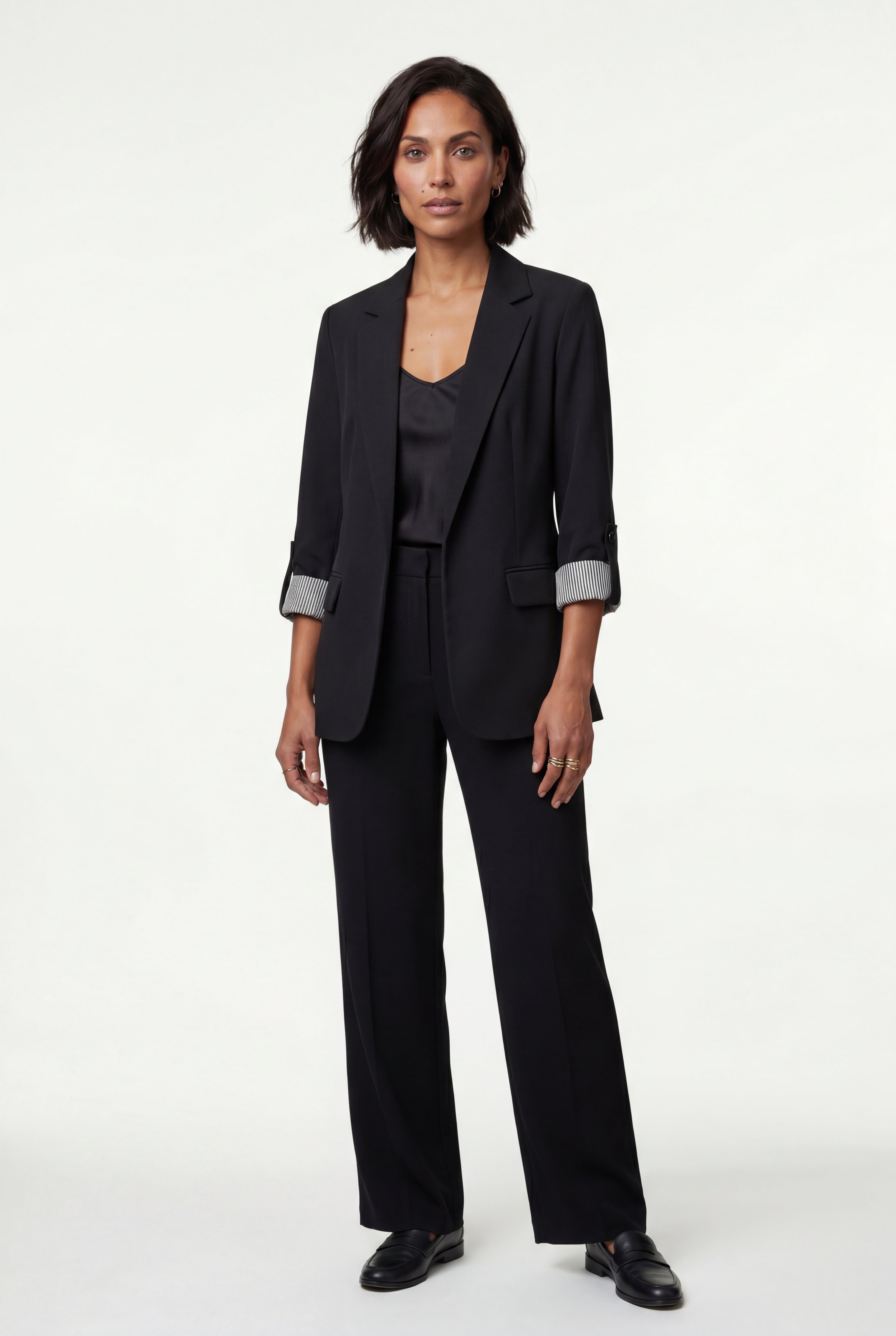 Casual Enkeltknappet Afslappet Blazer - Rulle-tab Ærme