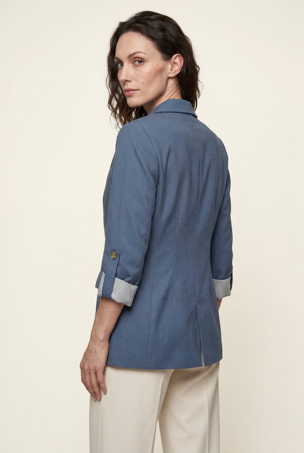 Casual Enkeltknappet Afslappet Blazer - Rulle-tab Ærme
