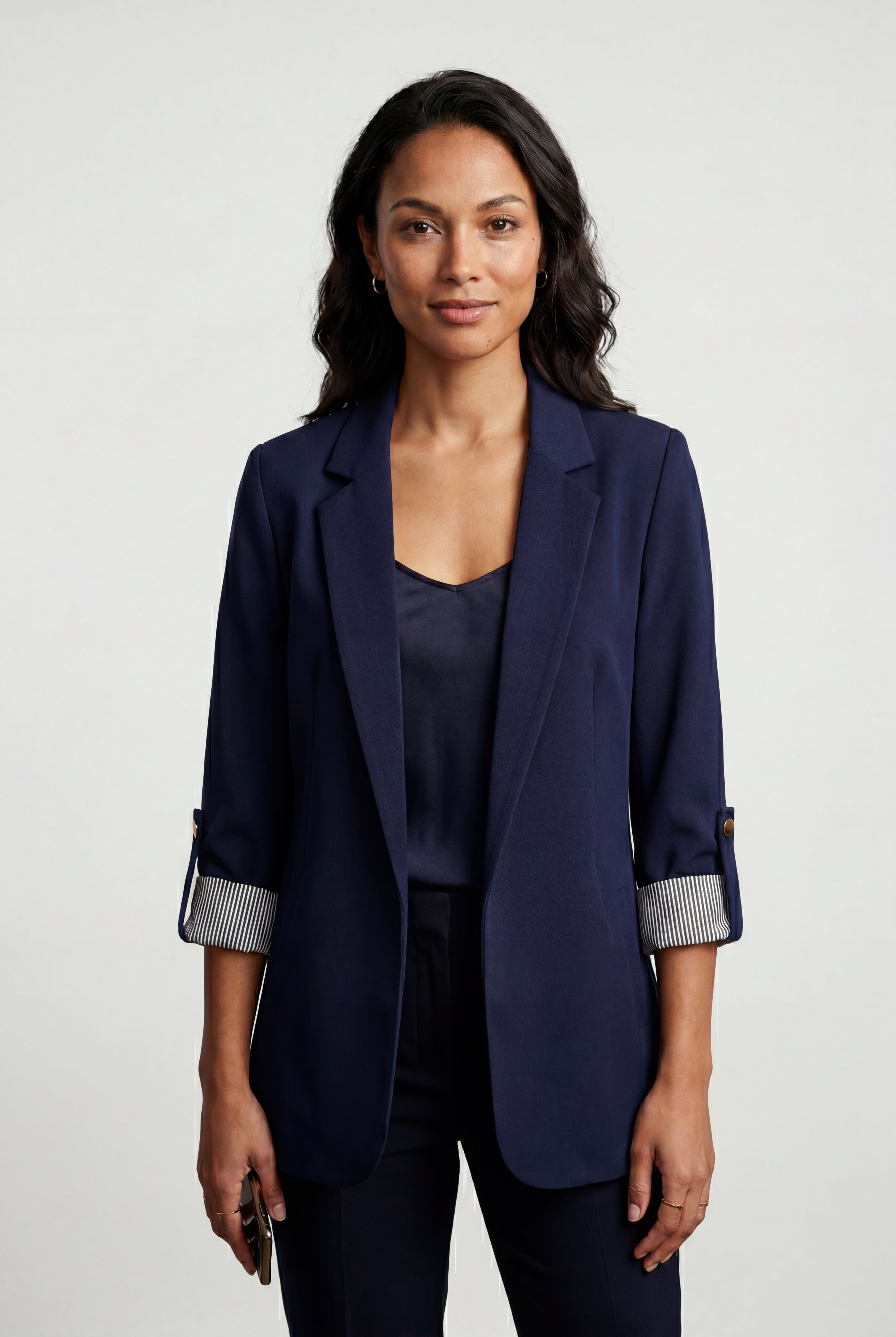 Casual Enkeltknappet Afslappet Blazer - Rulle-tab Ærme