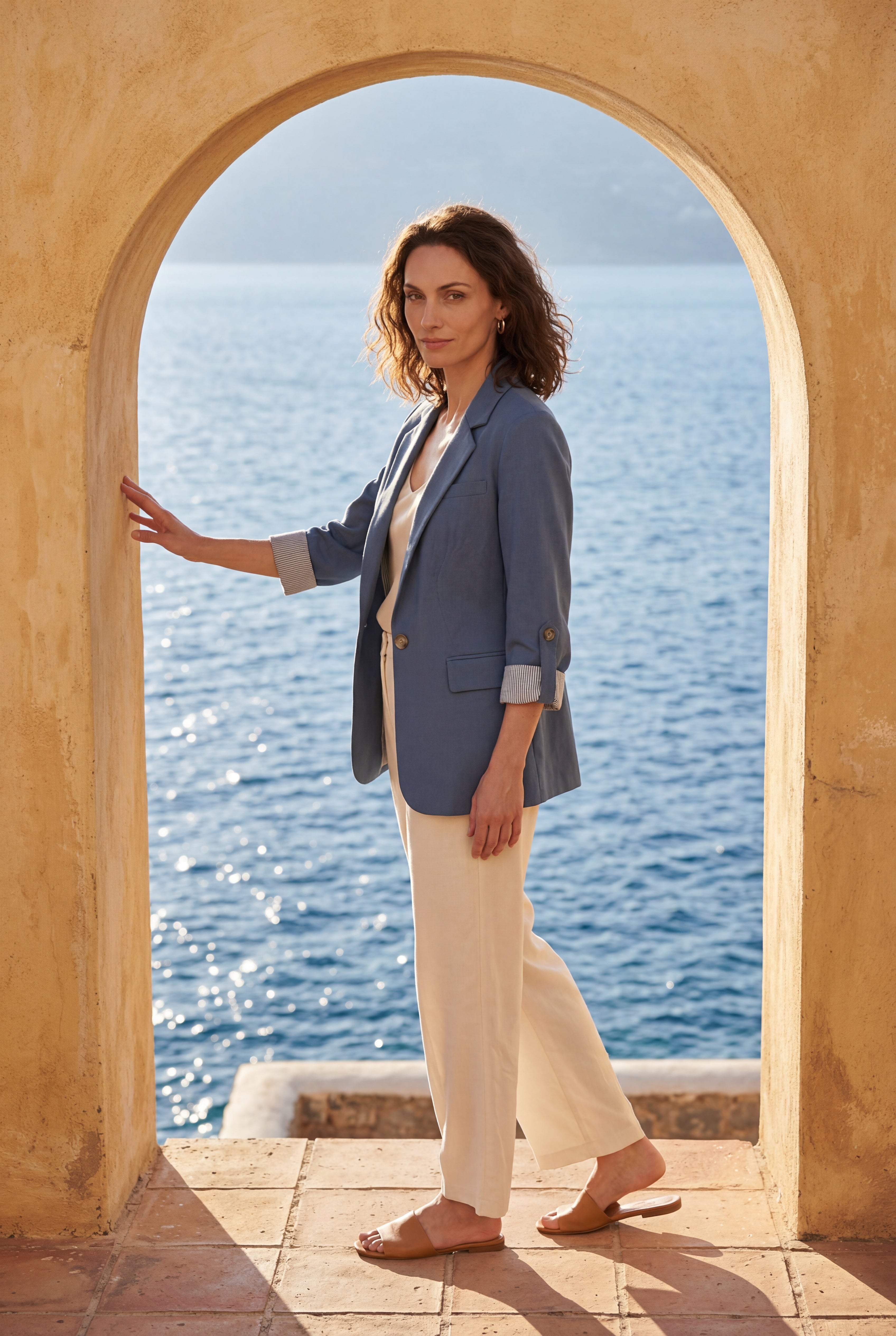 Casual Enkeltknappet Afslappet Blazer - Rulle-tab Ærme