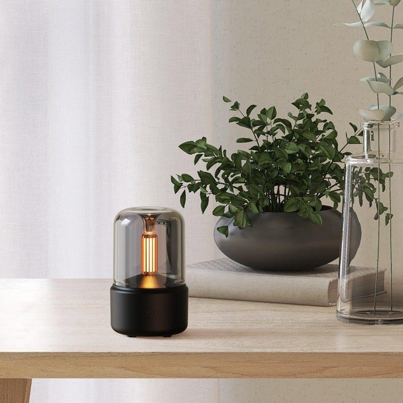 Stilfuld LED Diffuser med Flammeillusion og Æteriske Olier.