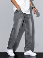 Casual Herre Jeans - Ensfarvet