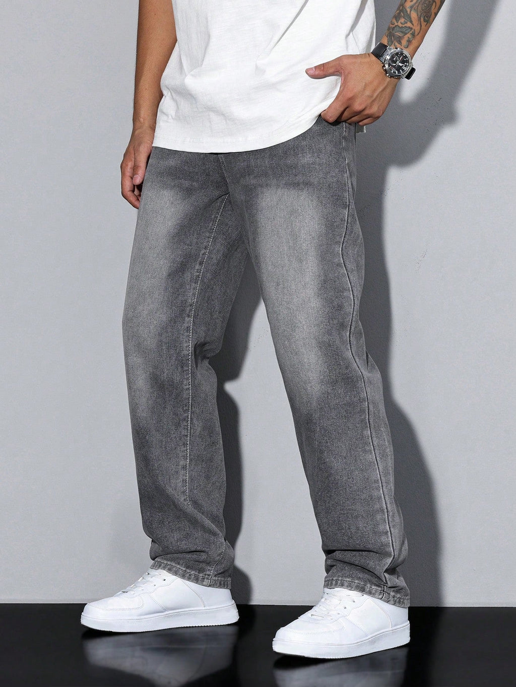 Casual Herre Jeans - Ensfarvet