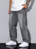 Casual Herre Jeans i Ensfarvet
