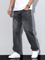 Casual Herre Jeans i Ensfarvet