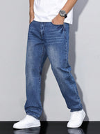 Casual Herre Jeans - Ensfarvet