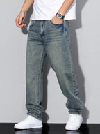 Casual Herre Jeans - Ensfarvet
