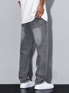 Casual Herre Jeans i Ensfarvet