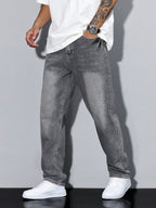 Casual Herre Jeans i Ensfarvet