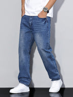 Casual Herre Jeans - Ensfarvet