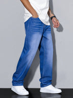 Casual Herre Jeans - Ensfarvet