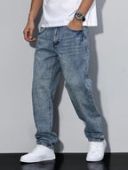 Casual Herre Jeans i Ensfarvet