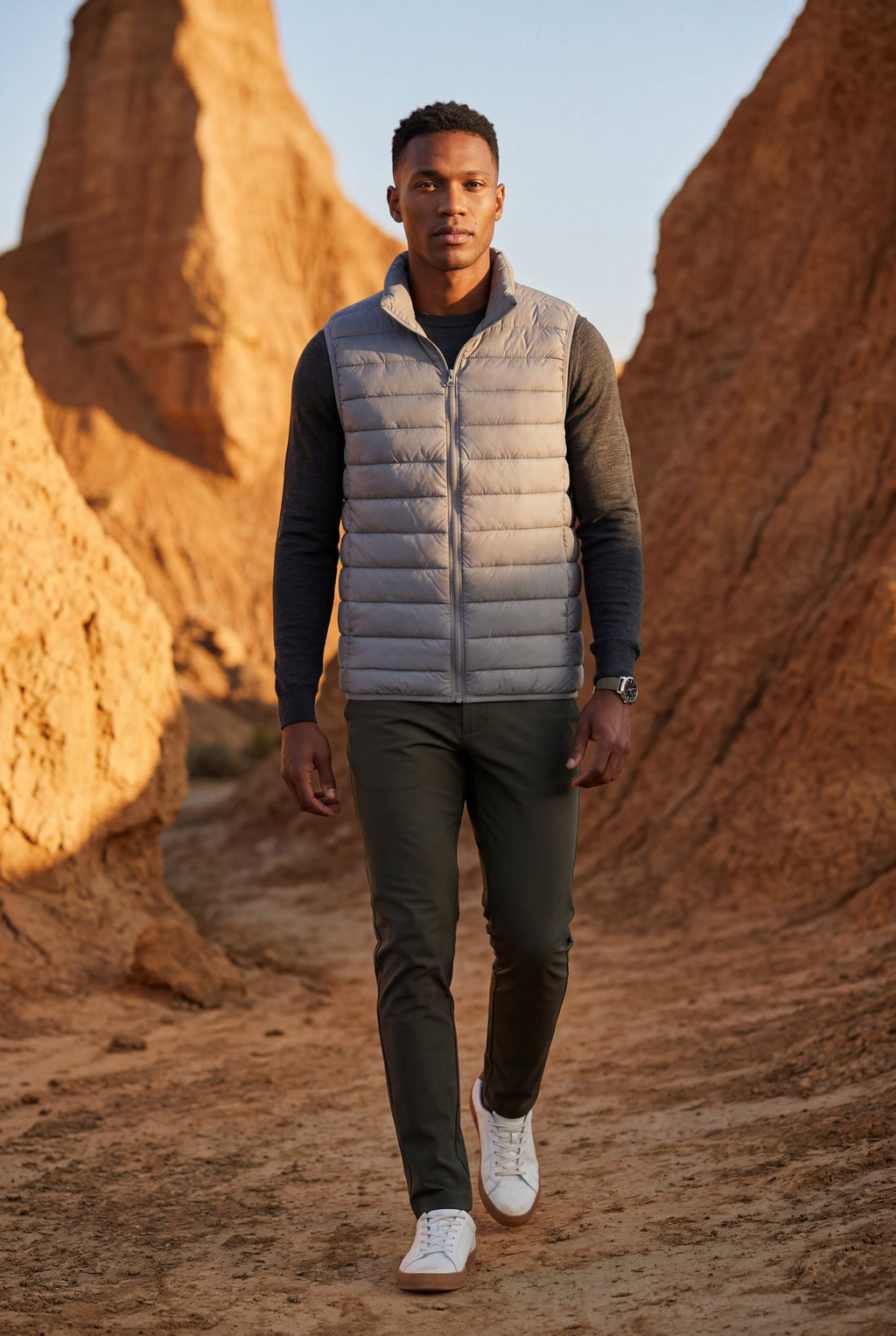 Stilfuld Høj Krave Polstret Vest - Slank Silhuet Design
