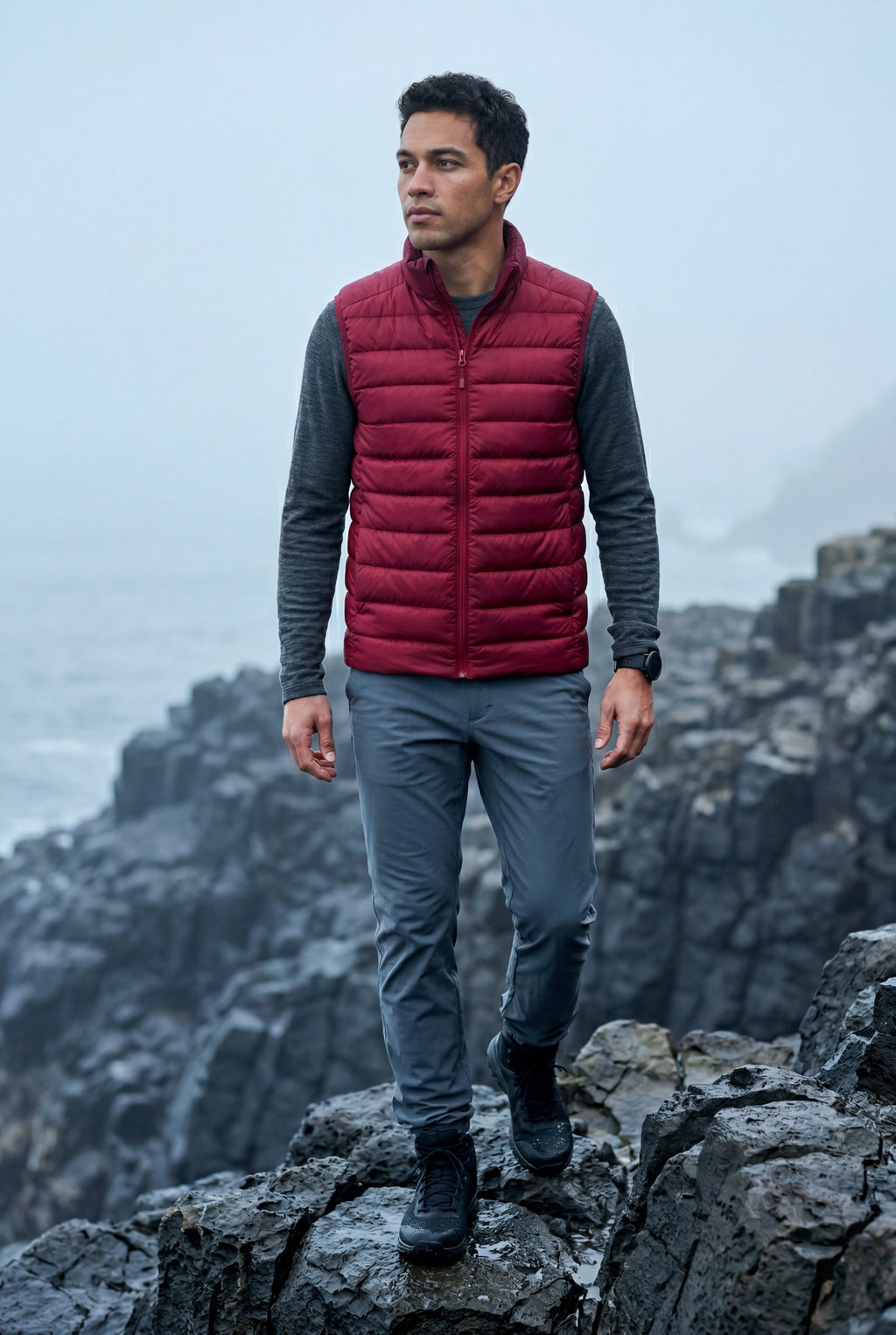 Stilfuld Høj Krave Polstret Vest - Slank Silhuet Design