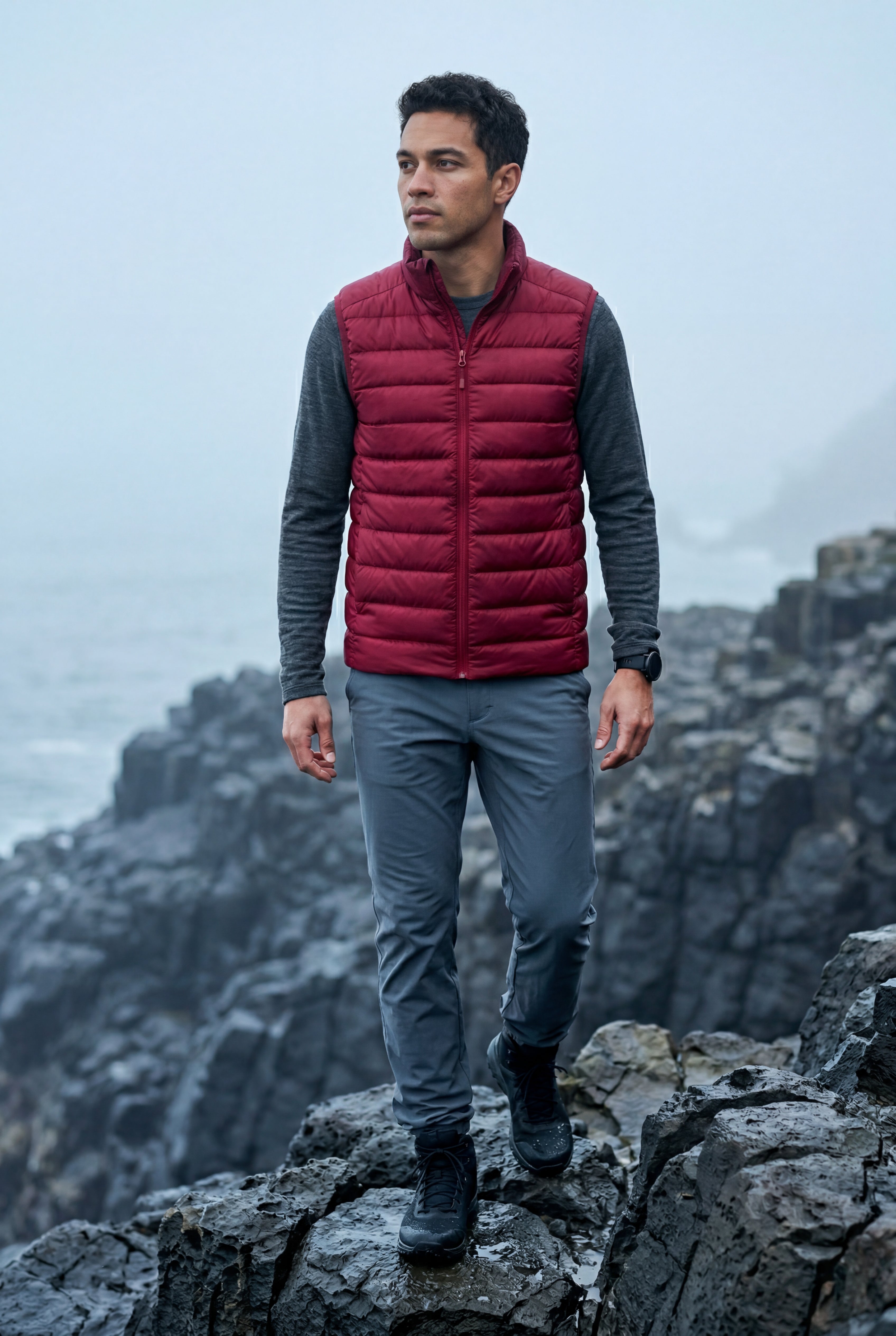 Stilfuld Høj Krave Polstret Vest - Slank Silhuet Design
