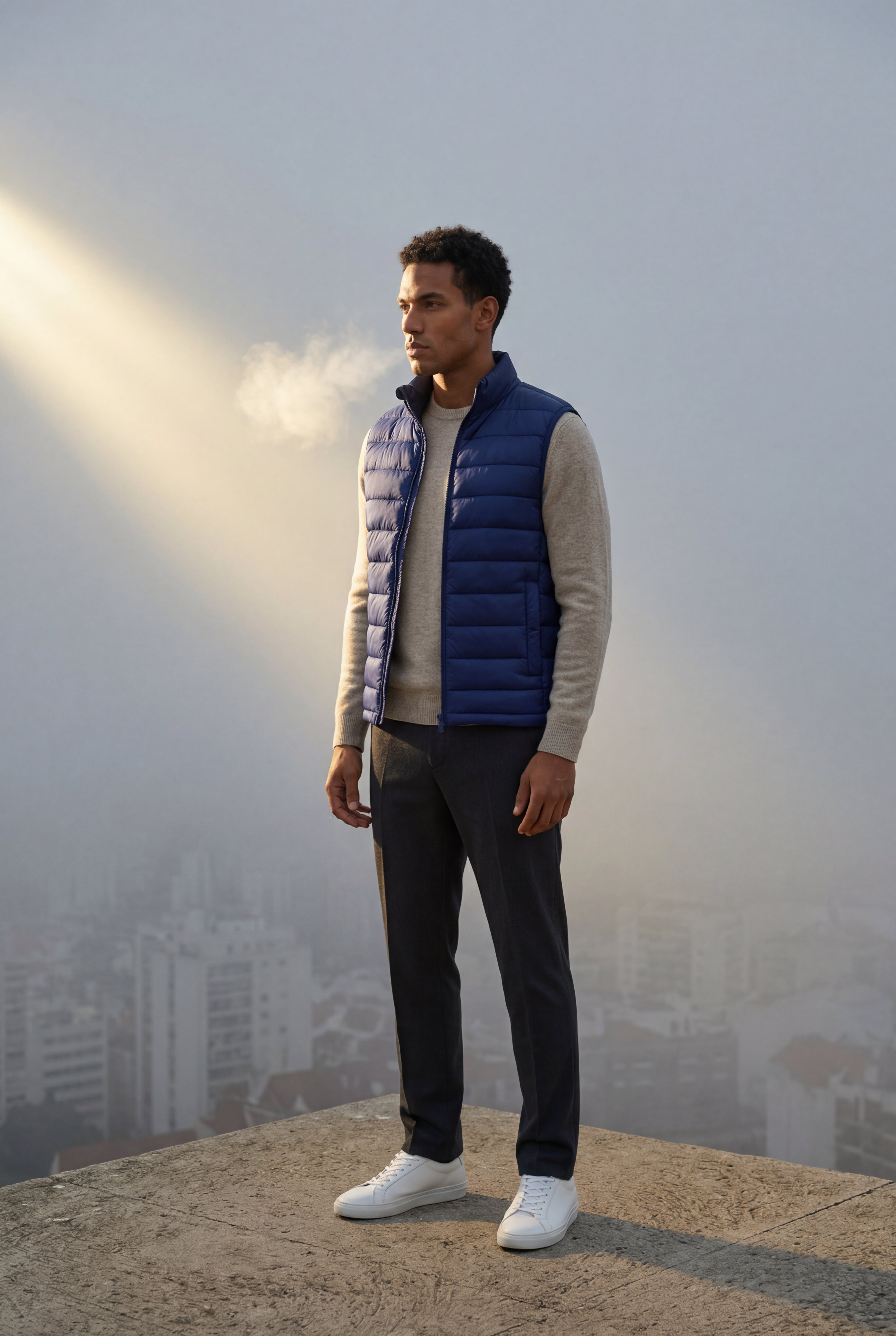 Stilfuld Høj Krave Polstret Vest - Slank Silhuet Design