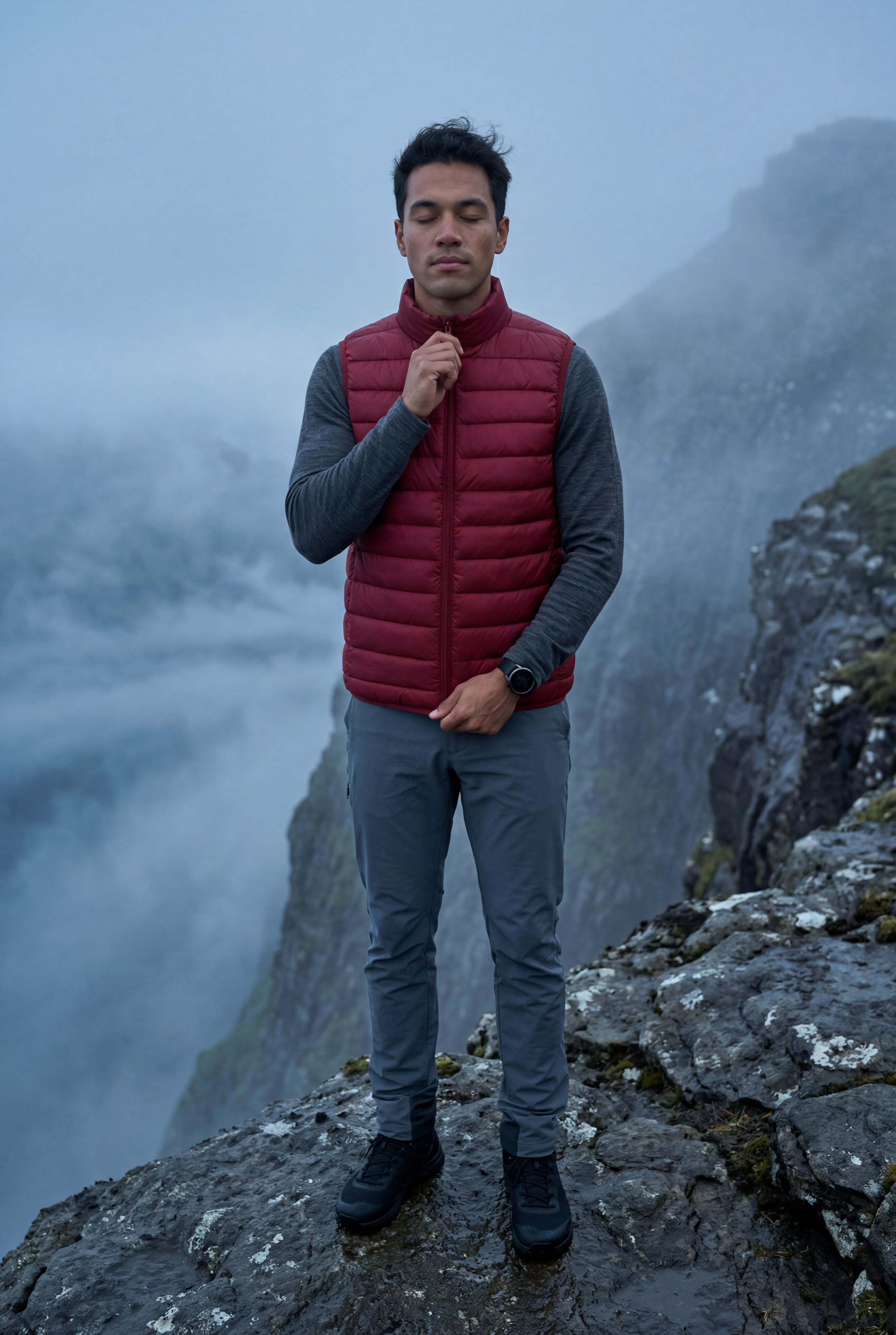Stilfuld Høj Krave Polstret Vest - Slank Silhuet Design