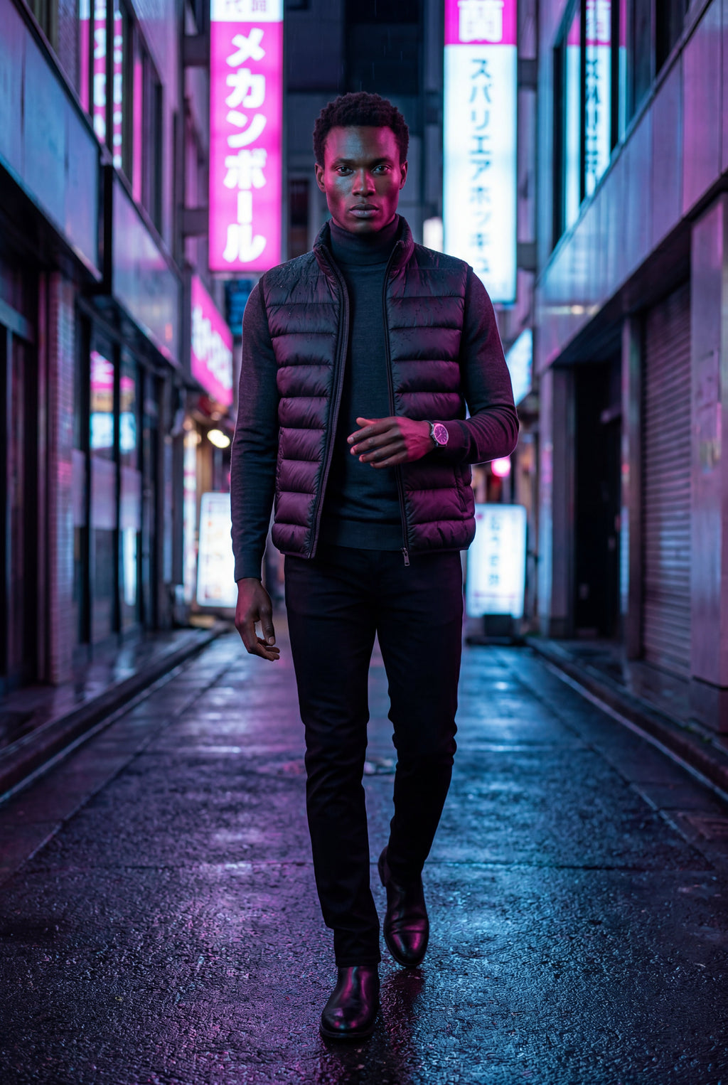 Stilfuld Høj Krave Polstret Vest - Slank Silhuet Design