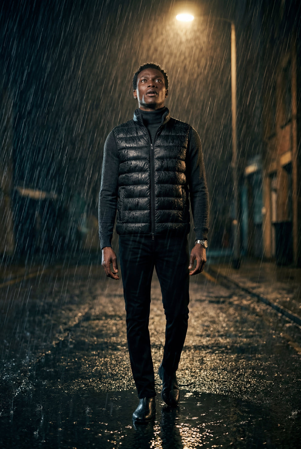 Stilfuld Høj Krave Polstret Vest - Slank Silhuet Design