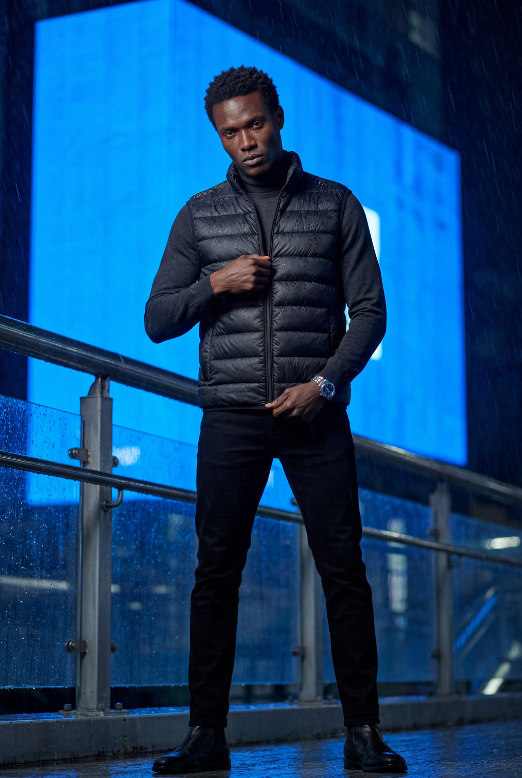 Stilfuld Høj Krave Polstret Vest - Slank Silhuet Design