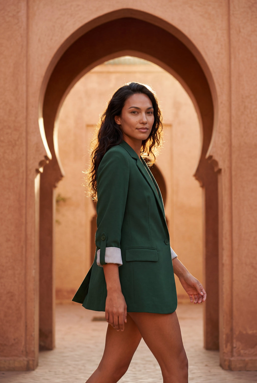Casual Enkeltknappet Afslappet Blazer - Rulle-tab Ærme