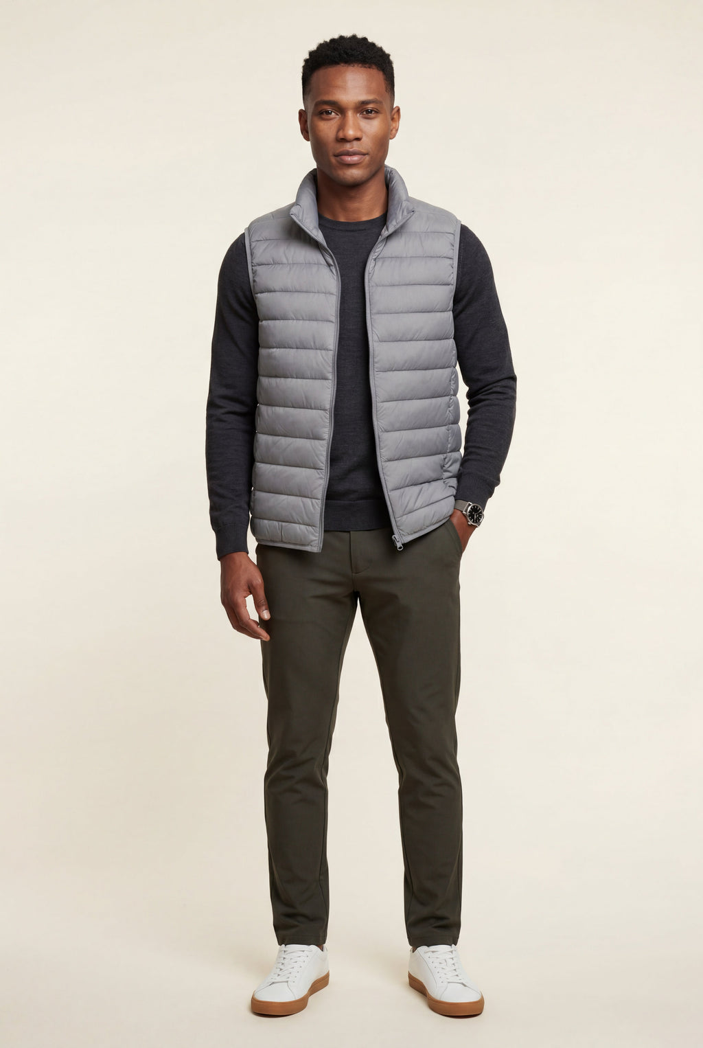 Stilfuld Høj Krave Polstret Vest - Slank Silhuet Design