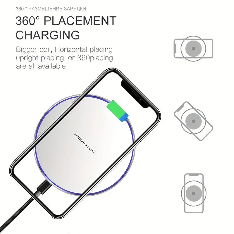 Induktionsladestation - 30W Trådløs Hurtigoplader til iPhone & Andre Enheder