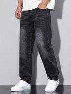 Komfortable vaskede herrejeans med lige ben