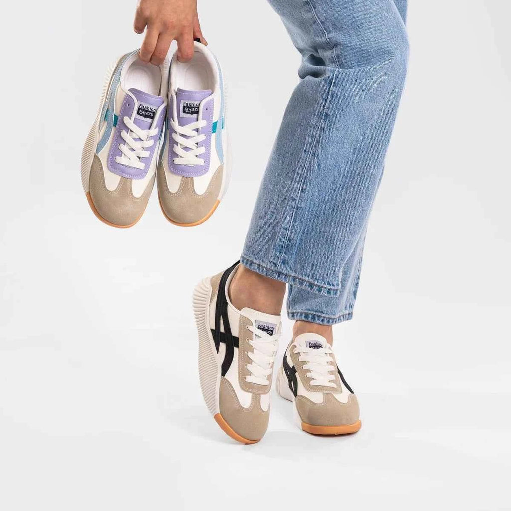 Lav-Top Slip-On Sneakers til Kvinder - Farveblok Paneler