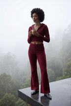 Chic Lounge Ensemble - Cropped Hoodie og Flared Bukser