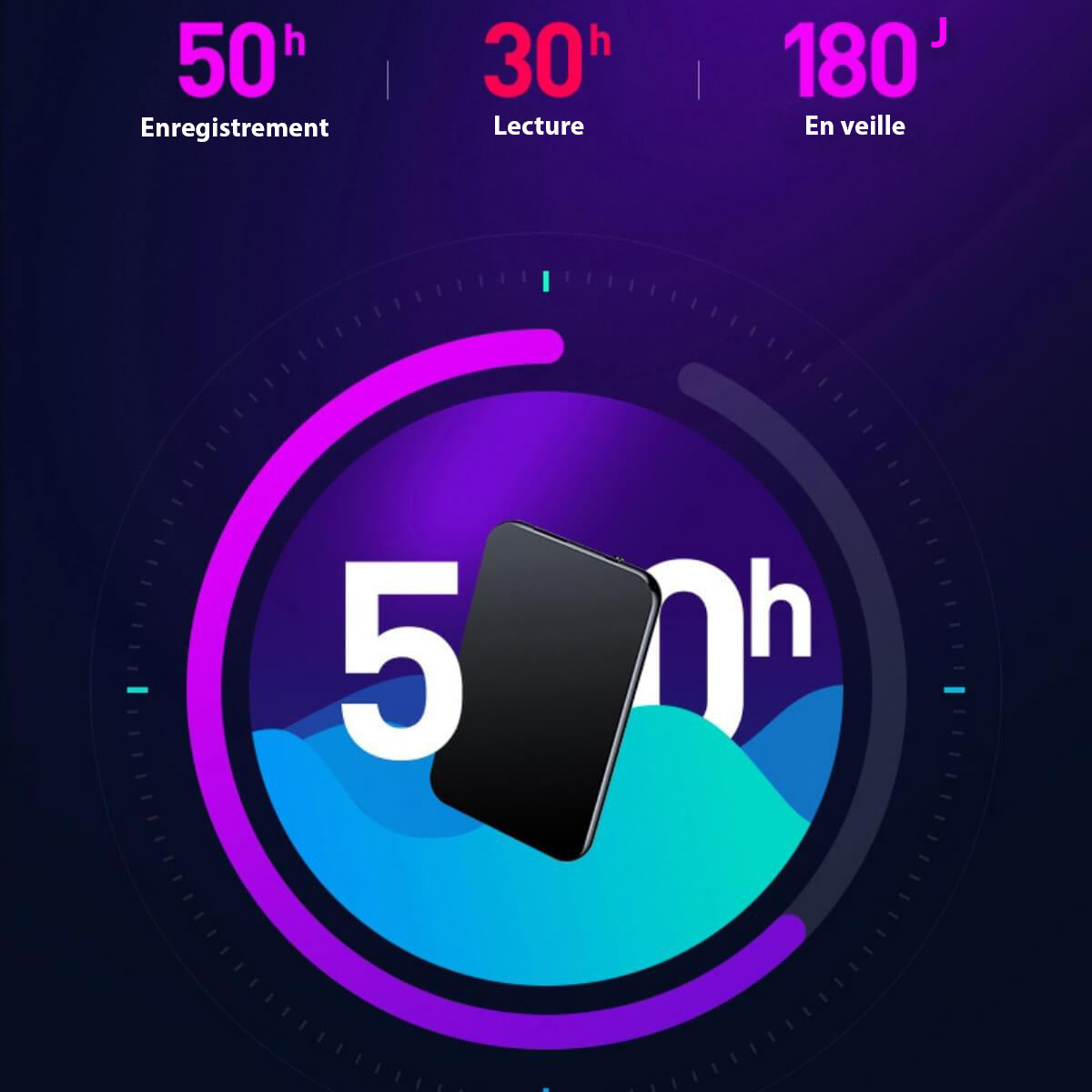 Mini Professionelt Spionmikrofon Optager – Slankt Design, 50 Timer Batterilevetid, Højkvalitets Lyd til Diskret Optagelse