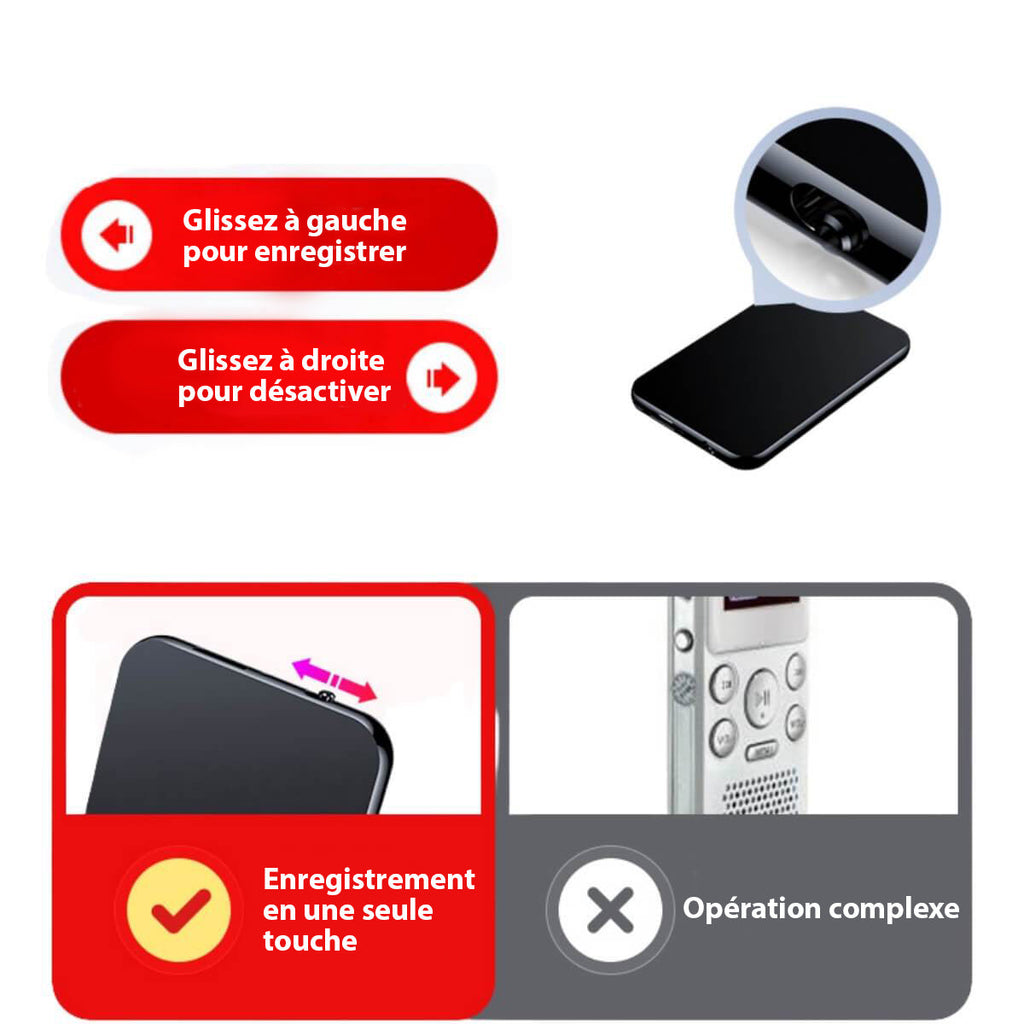 Mini Professionelt Spionmikrofon Optager – Slankt Design, 50 Timer Batterilevetid, Højkvalitets Lyd til Diskret Optagelse