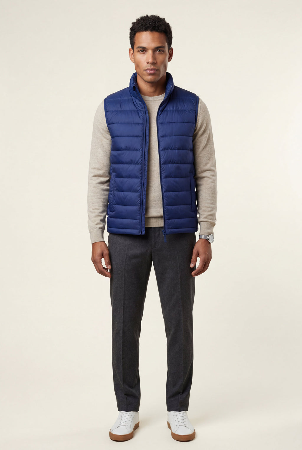 Stilfuld Høj Krave Polstret Vest - Slank Silhuet Design