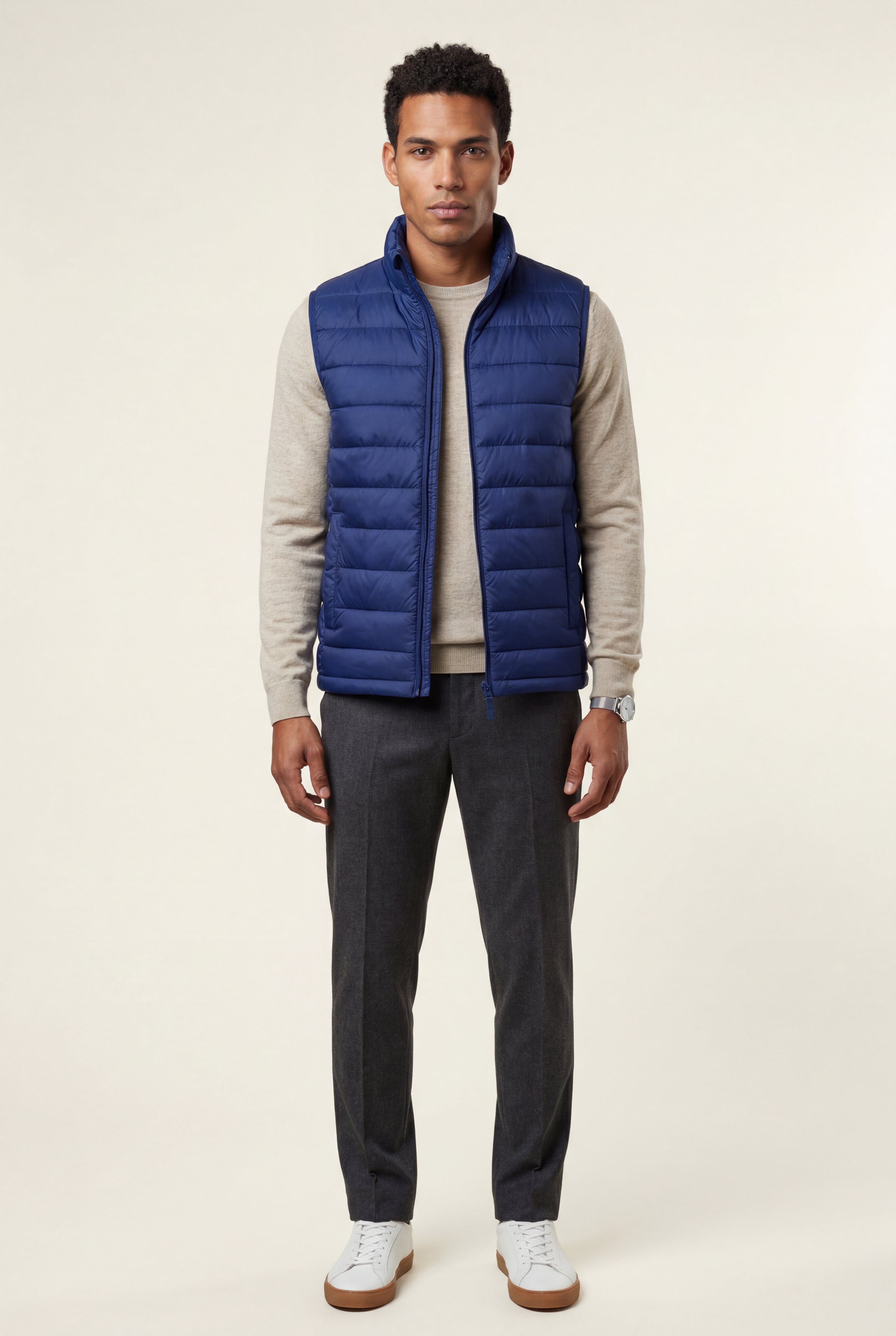 Stilfuld Høj Krave Polstret Vest - Slank Silhuet Design