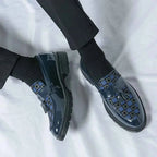 Herre Chunky Lug Sole Tjekket Patent Fringed Loafers
