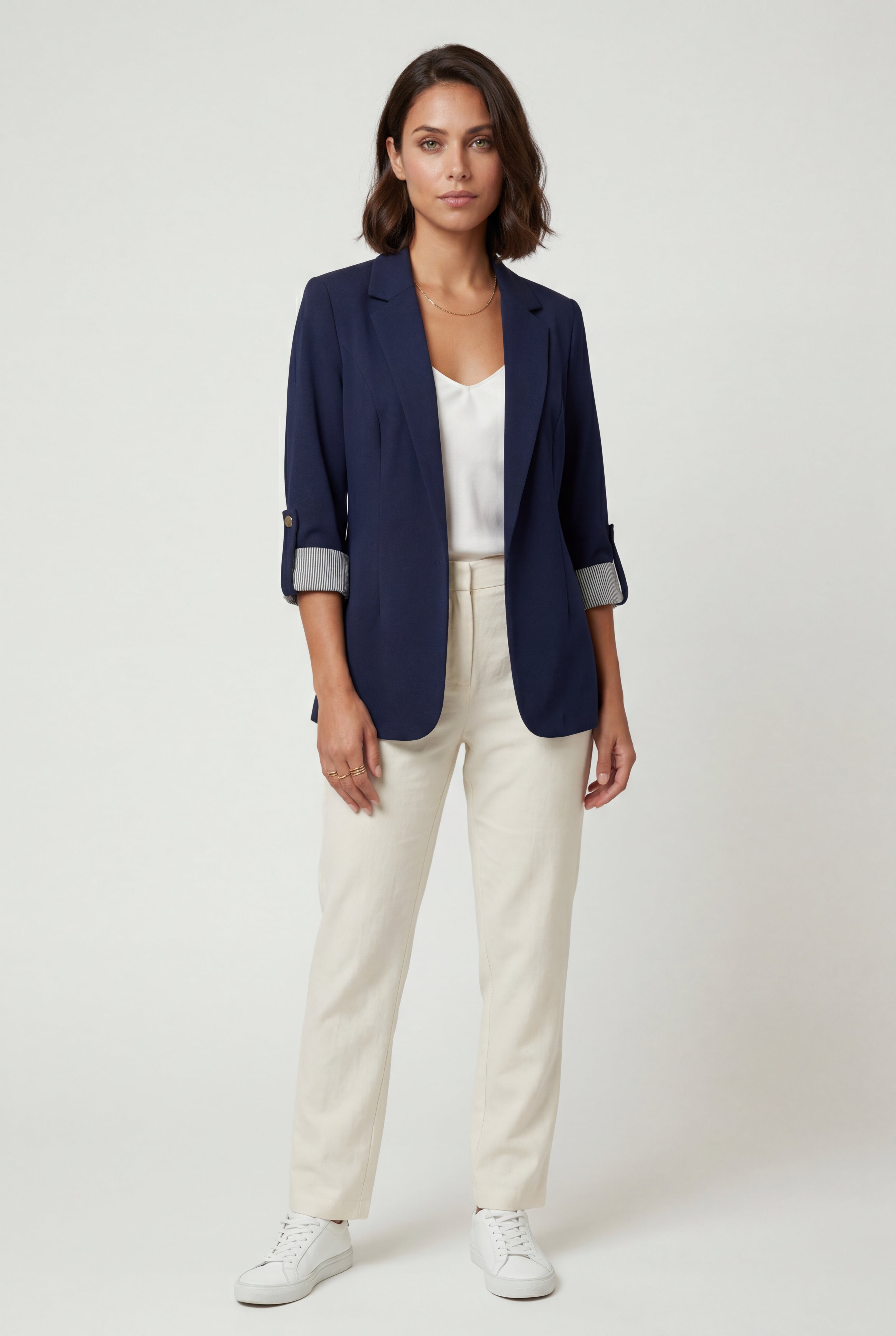 Casual Enkeltknappet Afslappet Blazer - Rulle-tab Ærme