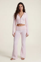 Chic Lounge Ensemble - Cropped Hoodie og Flared Bukser