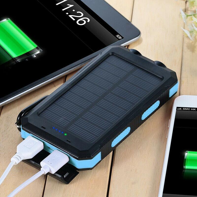 Højkapacitets Solenergi Power Bank – 500.000mAh Vandtæt Oplader med Dobbelt USB-porte og Indbygget Lommelygte