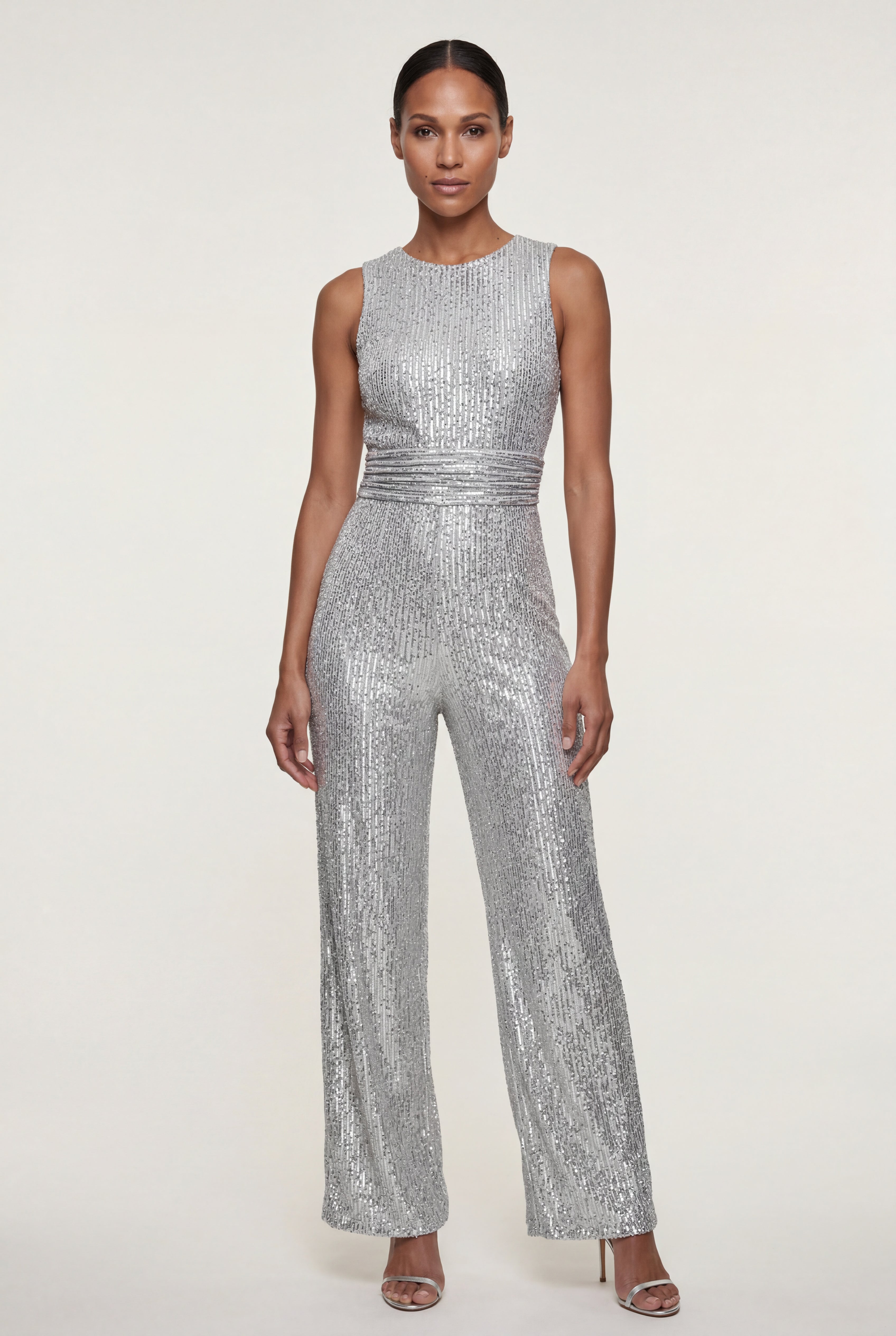 Chic Uden Ærmer Bredbenet Jumpsuit - Med Bælte