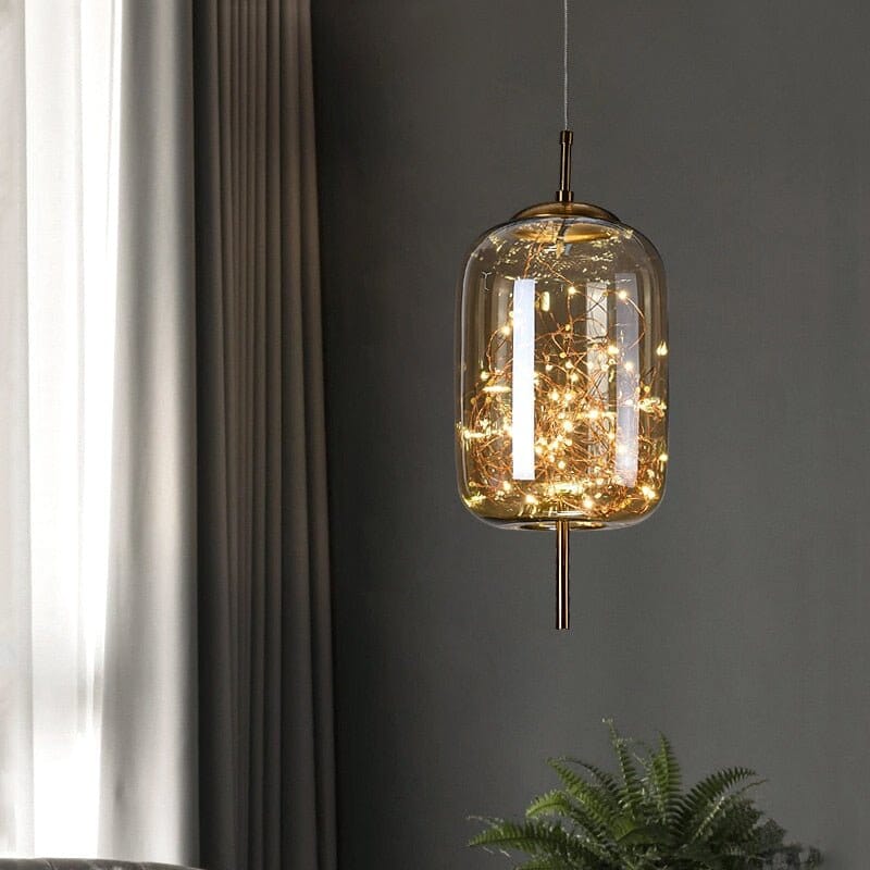 Elegant Pendellampe - Glas Skærm med Fe Motif