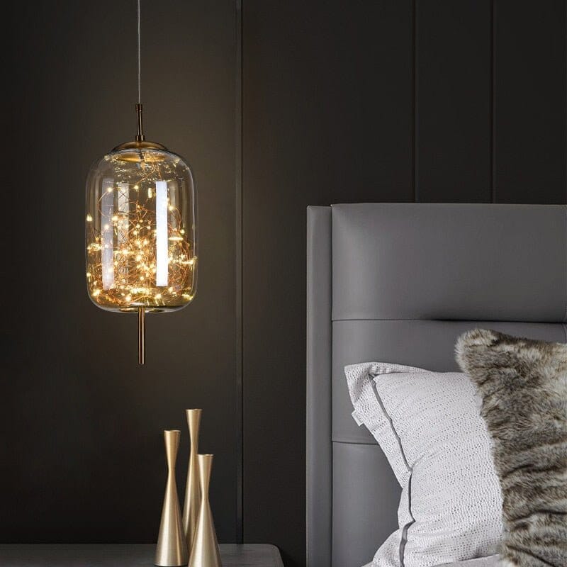 Elegant Pendellampe - Glas Skærm med Fe Motif