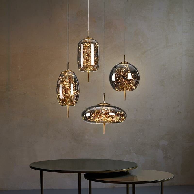 Elegant Pendellampe - Glas Skærm med Fe Motif