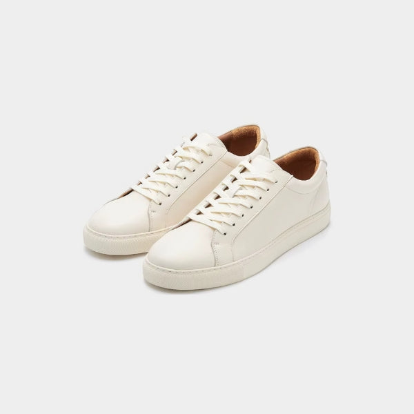 Casual Lav-top Hvide Sneakers med Tan For